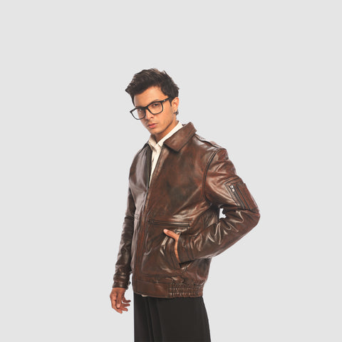 The Rugged Vintage - Men's Leather Jacket