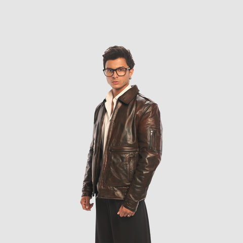 The Rugged Vintage - Men's Leather Jacket