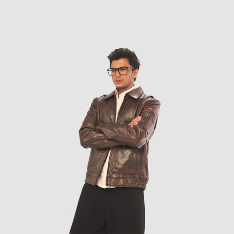 The Rugged Vintage - Men's Leather Jacket