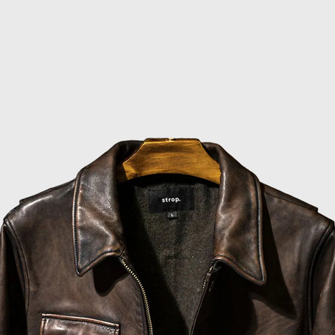 Maverick leather jacket collar detail
