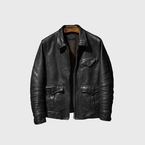 The Rebel men’s cowhide leather jacket with classic bold design