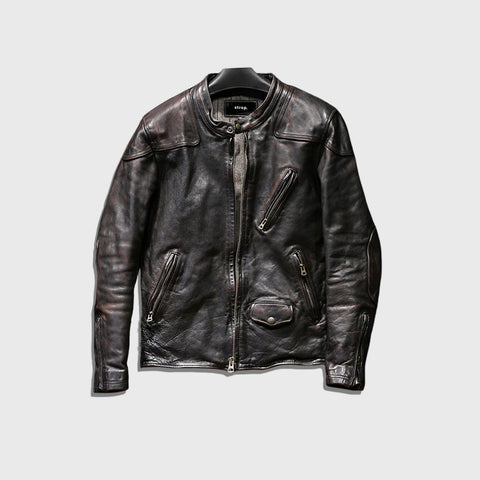 The Rogue men’s black cowhide leather jacket with premium classic fit