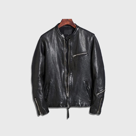 The Viper men’s black cowhide biker leather jacket with bold premium look