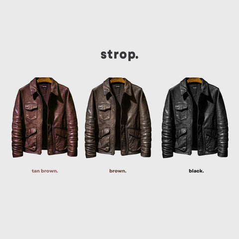 Maverick leather jacket available in brown, black and tan brown