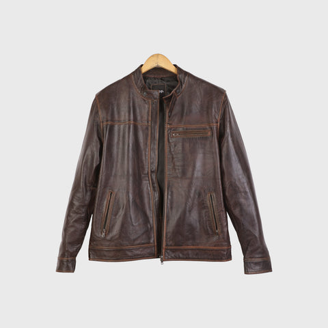 The Roadster men’s black and distressed coffee leather jacket with bold premium look
