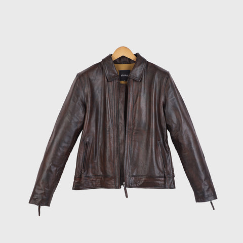 The Rough Vintage men’s cowhide leather jacket with distressed classic look