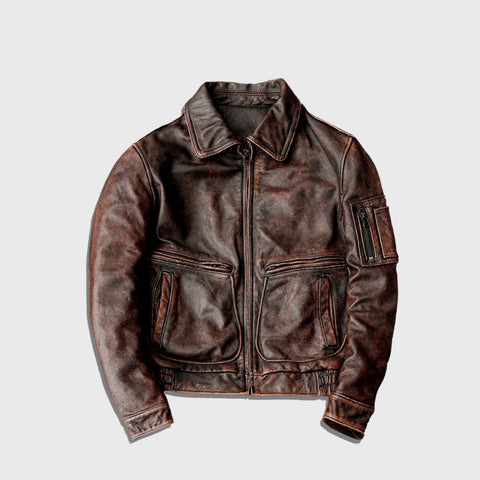 The Rugged Vintage men’s cowhide leather jacket with timeless vintage style