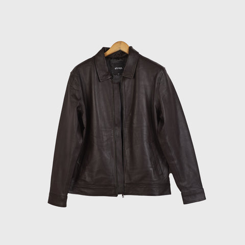 The Traitor men’s coffee brown leather jacket with premium everyday fit