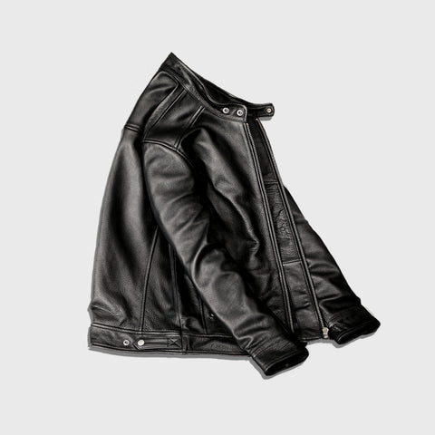 Black Motorcycle Leather Jacket for Men